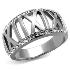 Jewellery Kingdom Cubic Zirconia Stainless Steel Band Roman Numeral Dome Ladies Ring - Jewelry Rings - British D'sire