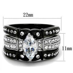 Jewellery Kingdom Cubic Zirconia Stainless Steel Black 1.50CT Ladies Marquise Engagement Ring Set - Jewelry Rings - British D'sire