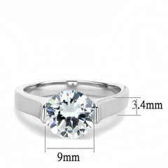 Jewellery Kingdom Cubic Zirconia Stainless Steel Ladies Solitaire Ring (Silver) - Engagement Rings - British D'sire