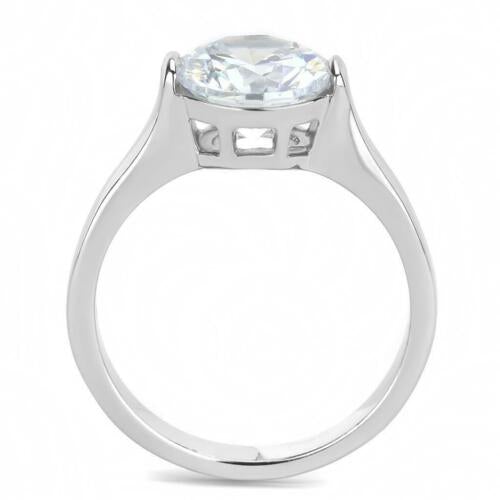 Jewellery Kingdom Cubic Zirconia Stainless Steel Ladies Solitaire Ring (Silver) - Engagement Rings - British D'sire