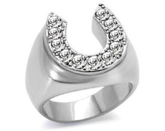 Jewellery Kingdom Cubic Zirconia Stainless Steel Signet Mens Horseshoe Ring Pinky Silver - Jewelry Rings - British D'sire