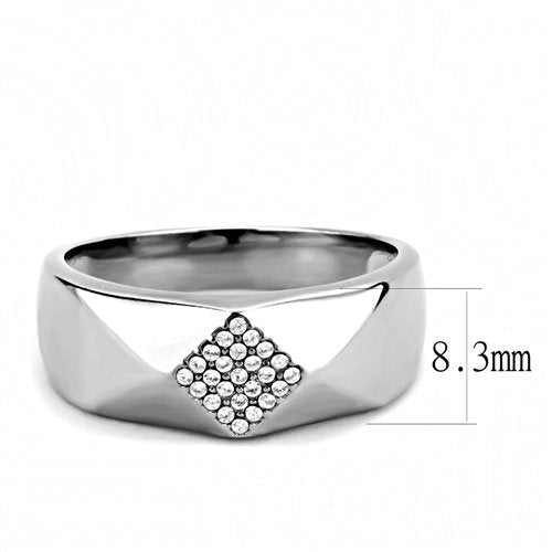 Jewellery Kingdom Cubic Zirconia Stainless Steel Silver Signet Pinky Wedding Mens Ring Band - Jewelry Rings - British D'sire