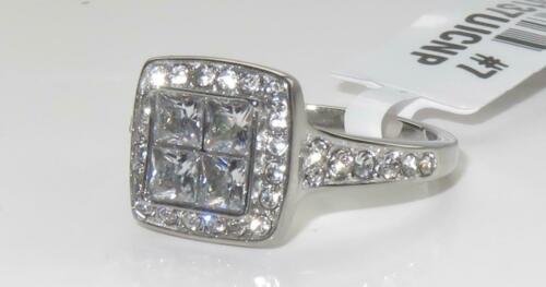 Jewellery Kingdom Cubic Zirconia Stainless Steel Square Ladies Princess Ring (Sliver) - Jewelry Rings - British D'sire