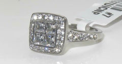 Jewellery Kingdom Cubic Zirconia Stainless Steel Square Ladies Princess Ring (Sliver) - Jewelry Rings - British D'sire