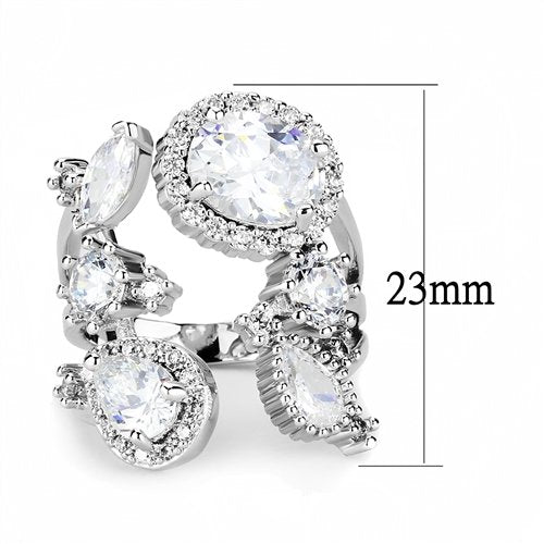 Jewellery Kingdom Cubic Zirconia Statement Rhodium Various Cuts Pear Oval Ladies Cocktail Ring (Silver) - Jewelry Rings - British D'sire