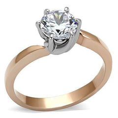 Jewellery Kingdom Cubic Zirconia Steel Ladies 2CT Engagement Rose Gold Solitaire Ring - Jewelry Rings - British D'sire