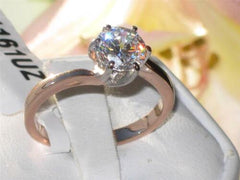 Jewellery Kingdom Cubic Zirconia Steel Ladies 2CT Engagement Rose Gold Solitaire Ring - Jewelry Rings - British D'sire