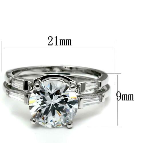 Jewellery Kingdom Cubic Zirconia Steel Ladies Engagement Band Ring Set (Silver) - Engagement Rings - British D'sire