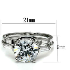 Jewellery Kingdom Cubic Zirconia Steel Ladies Engagement Band Ring Set (Silver) - Engagement Rings - British D'sire