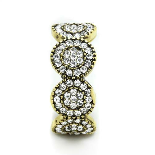 Jewellery Kingdom Cubic Zirconia Stones All Round 18kt Steel Pave Ladies Gold Eternity Ring - Jewelry Rings - British D'sire