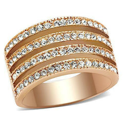 Jewellery Kingdom Cubic Zirconia Wide Comfort Steel Chunky Ladies Rose Gold Band Ring - Jewelry Rings - British D'sire