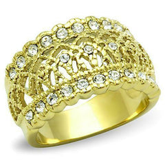 Jewellery Kingdom Cubic Zirconia Yellow Steel Pave Pretty Band Weave Ladies Ring (Gold) - Rings - British D'sire