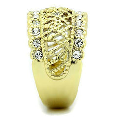 Jewellery Kingdom Cubic Zirconia Yellow Steel Pave Pretty Band Weave Ladies Ring (Gold) - Rings - British D'sire