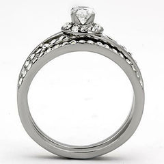 Jewellery Kingdom CZ Stainless Steel Pretty Engagement Wedding Band Silver Ring Set - Jewelry Rings - British D'sire