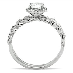 Jewellery Kingdom CZ Sterling Wedding Band Twist Ladies Engagement Ring Set (Silver) - Engagement Rings - British D'sire