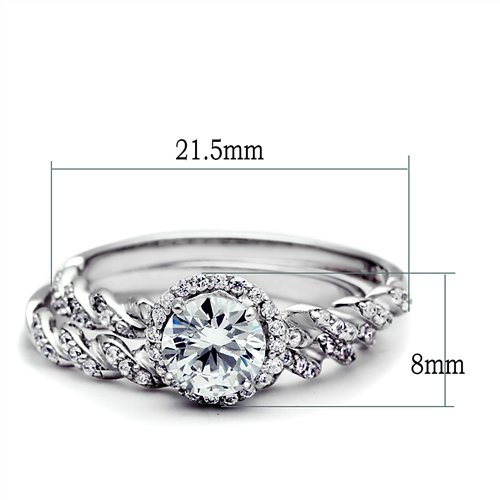 Jewellery Kingdom CZ Sterling Wedding Band Twist Ladies Engagement Ring Set (Silver) - Engagement Rings - British D'sire