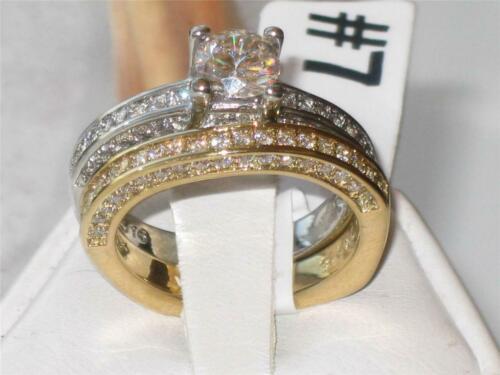 Jewellery Kingdom CZ Wedding Band Yellow Steel Ladies Ring Set (Gold & Silver) - Jewelry Rings - British D'sire