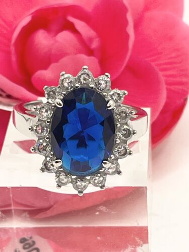 Jewellery Kingdom Diana Diddleton Silver Oval Stainless Steel Engagement Ladies Sapphire Ring - Jewelry Rings - British D'sire