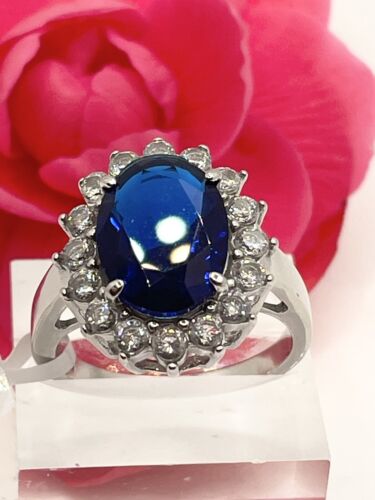 Jewellery Kingdom Diana Diddleton Silver Oval Stainless Steel Engagement Ladies Sapphire Ring - Jewelry Rings - British D'sire