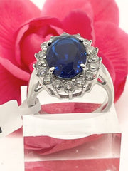 Jewellery Kingdom Diana Diddleton Silver Oval Stainless Steel Engagement Ladies Sapphire Ring - Jewelry Rings - British D'sire