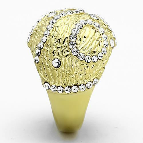 Jewellery Kingdom Dome Cz Steel 18kt Cocktail Clear Statement Classy Ladies Gold Ring - Jewelry Rings - British D'sire