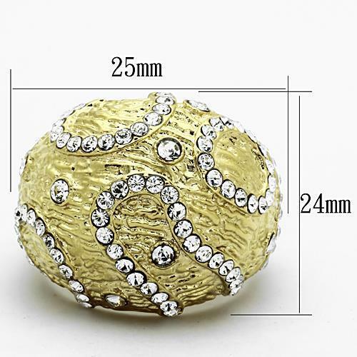 Jewellery Kingdom Dome Cz Steel 18kt Cocktail Clear Statement Classy Ladies Gold Ring - Jewelry Rings - British D'sire