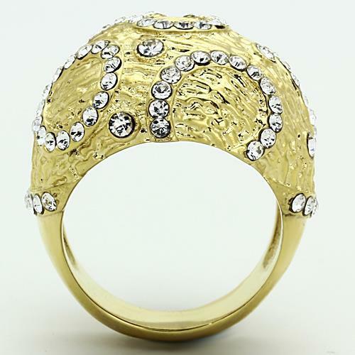 Jewellery Kingdom Dome Cz Steel 18kt Cocktail Clear Statement Classy Ladies Gold Ring - Jewelry Rings - British D'sire