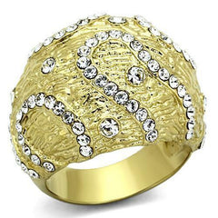 Jewellery Kingdom Dome Cz Steel 18kt Cocktail Clear Statement Classy Ladies Gold Ring - Jewelry Rings - British D'sire