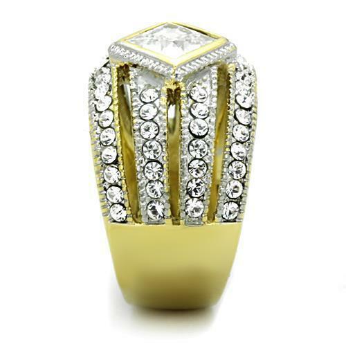 Jewellery Kingdom Dome Princess Bezel 18KT Steel No Tarnish Sparkling Ladies Gold Ring - Jewelry Rings - British D'sire