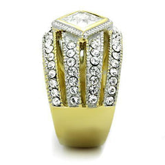 Jewellery Kingdom Dome Princess Bezel 18KT Steel No Tarnish Sparkling Ladies Gold Ring - Jewelry Rings - British D'sire