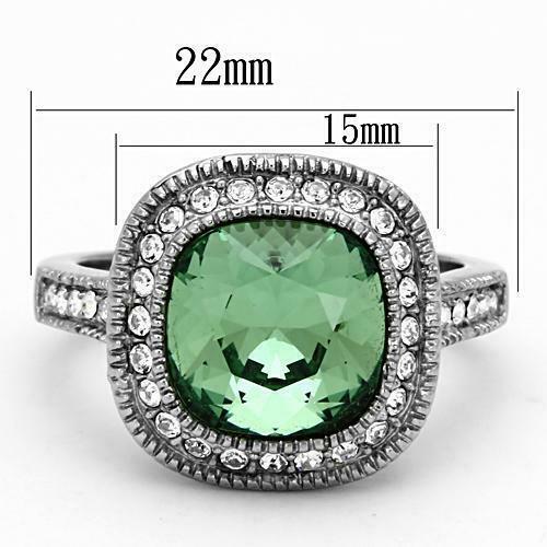 Jewellery Kingdom Emerald Cushion Cut Dress Stainless Steel Lab Created CZ Ring (Green) - Jewelry Rings - British D'sire