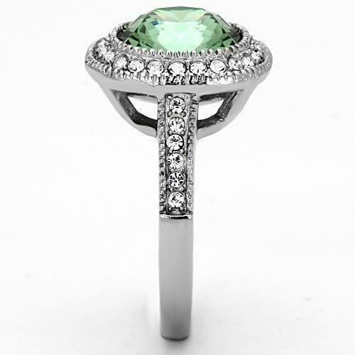 Jewellery Kingdom Emerald Cushion Cut Dress Stainless Steel Lab Created CZ Ring (Green) - Jewelry Rings - British D'sire