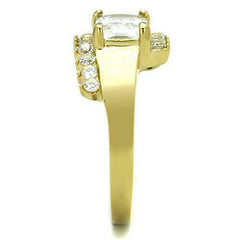 Jewellery Kingdom Emerald Cut 2 CT Steel Cubic Zirconia Clear Ladies Gold Ring - Jewelry Rings - British D'sire