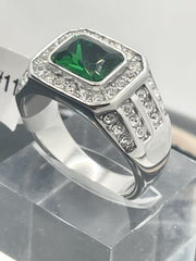 Jewellery Kingdom Emerald Green Pinky Stainless Steel Cubic Zirconia Classy Mens Signet Ring - Jewelry Rings - British D'sire