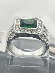 Jewellery Kingdom Emerald Green Pinky Stainless Steel Cubic Zirconia Classy Mens Signet Ring - Jewelry Rings - British D'sire