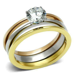 Jewellery Kingdom Engagement 1 Carat Stainless Steel Bands 2 Pieces Ring Set (Rose Gold) - Jewelry Rings - British D'sire