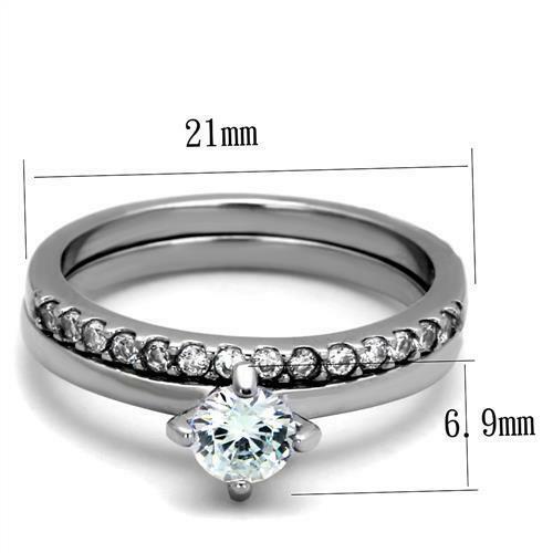 Jewellery Kingdom Engagement Ladies Cz 1 Carat Stainless Steel Wedding Band Ring Set (Silver) - Jewelry Rings - British D'sire