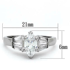 Jewellery Kingdom Engagement Stainless Steel Ladies Marquise Baguette Ring - Engagement Rings - British D'sire