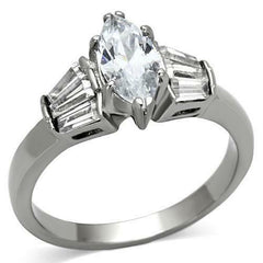 Jewellery Kingdom Engagement Stainless Steel Ladies Marquise Baguette Ring - Engagement Rings - British D'sire