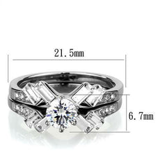 Jewellery Kingdom Engagement Wedding Cz 3ct Emerald Cut Stainless Steel Ring Set (Silver) - Jewelry Rings - British D'sire