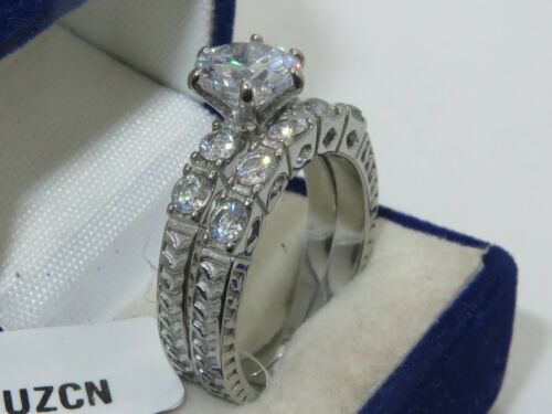 Jewellery Kingdom Engagement Wedding Set Silver Band Cubic Zirconia Stainless Steel Ring - Jewelry Rings - British D'sire