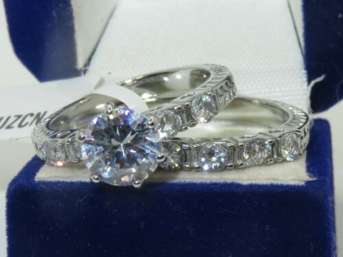 Jewellery Kingdom Engagement Wedding Set Silver Band Cubic Zirconia Stainless Steel Ring - Jewelry Rings - British D'sire