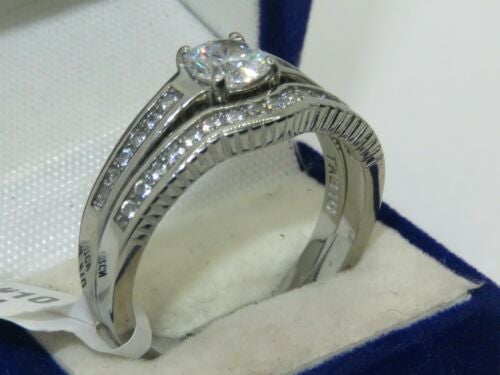 Jewellery Kingdom Engagement Wedding Stainless Steel 1.4 Carat Cubic Zirconia Ring Set (Silver) - Jewelry Rings - British D'sire