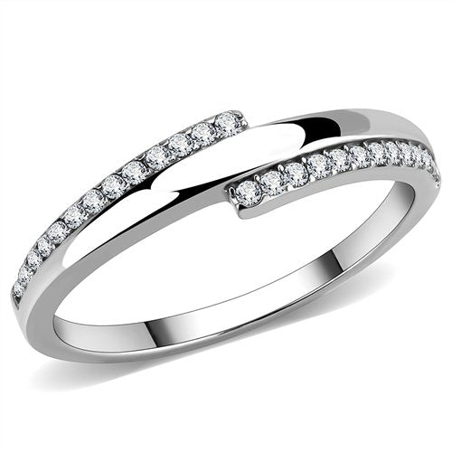 Jewellery Kingdom Eternity Stainless Steel Pretty Elegant Ladies Cubic Zirconia Band Ring (Silver) - Rings - British D'sire