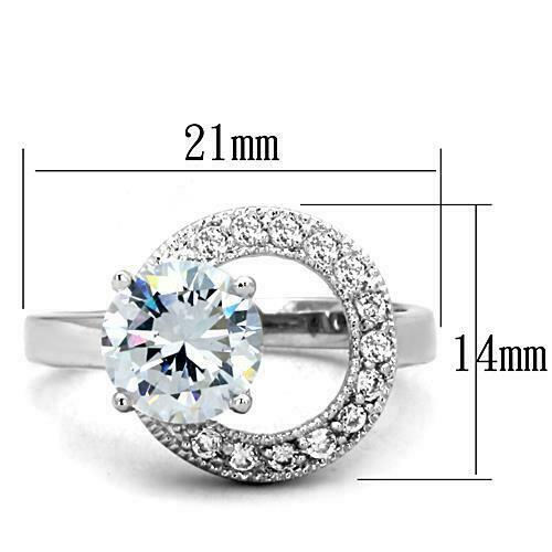 Jewellery Kingdom Floating Solitaire Rhodium 3 CT Pretty Handmade Ladies Cubic Zirconia Ring (Silver) - Jewelry Rings - British D'sire