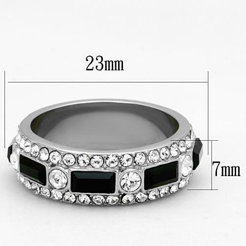 Jewellery Kingdom Full Eternity Band Black Emerald Cut Cz Stainless Steel Silver Pave Ring - Jewelry Rings - British D'sire