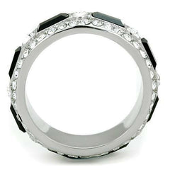 Jewellery Kingdom Full Eternity Band Black Emerald Cut Cz Stainless Steel Silver Pave Ring - Jewelry Rings - British D'sire