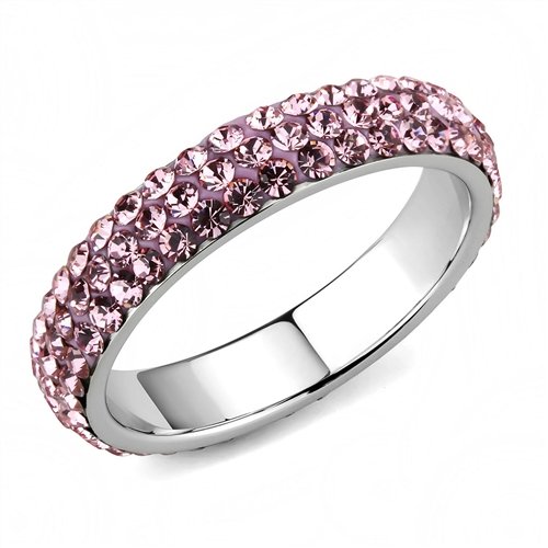 Jewellery Kingdom Full Eternity Band Sapphire Stacking Stainless Steel Ring (Pink) - Jewelry Rings - British D'sire