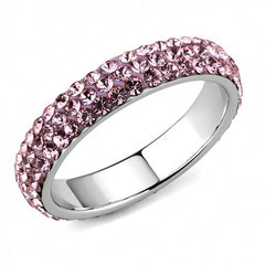 Jewellery Kingdom Full Eternity Band Sapphire Stacking Stainless Steel Ring (Pink) - Jewelry Rings - British D'sire