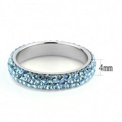 Jewellery Kingdom Full Eternity Cubic Zirconia Stainless Steel Stacking Topaz Band Ring (Blue) - Rings - British D'sire